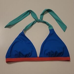 BODEN US 12 BIKINI SWIMSUIT HALTER TIE TOP RED BLUE TURQUOISE UK 16